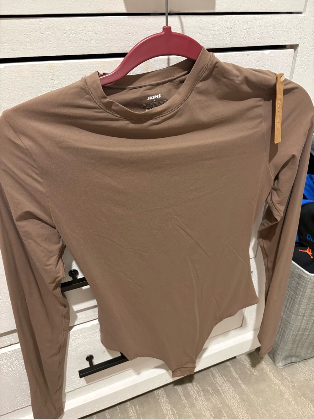 SKIMS Taupe Long-Sleeve Crew Bodysuit